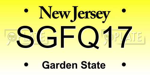 SGFQ17 New Jersey License Plate