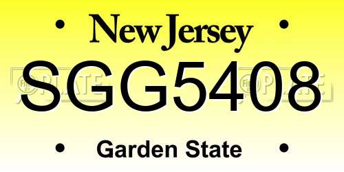 SGG5408 New Jersey License Plate