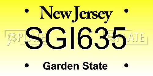SGI635 New Jersey License Plate