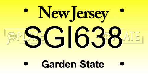 SGI638 New Jersey License Plate
