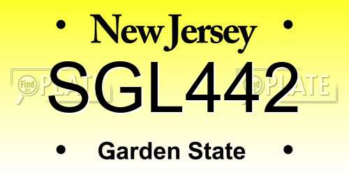 SGL442 New Jersey License Plate