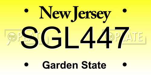 SGL447 New Jersey License Plate