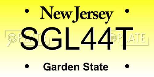 SGL44T New Jersey License Plate