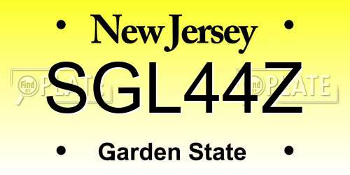 SGL44Z New Jersey License Plate