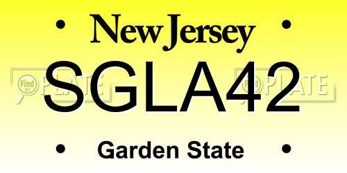 SGLA42 New Jersey License Plate