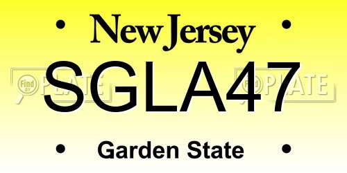 SGLA47 New Jersey License Plate
