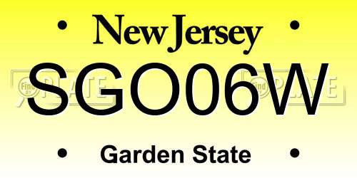 SGO06W New Jersey License Plate