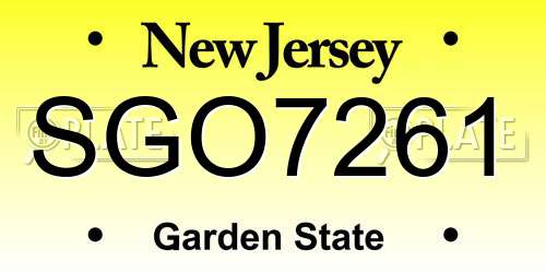 SGO7261 New Jersey License Plate