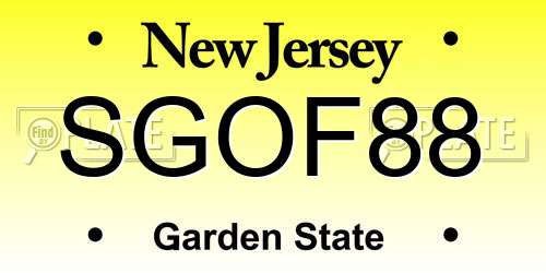 SGOF88 New Jersey License Plate