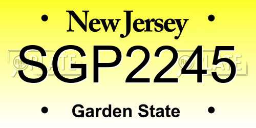 SGP2245 New Jersey License Plate