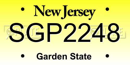 SGP2248 New Jersey License Plate