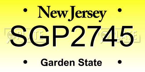 SGP2745 New Jersey License Plate