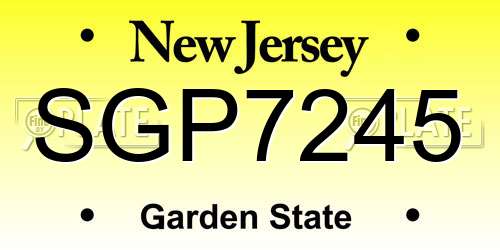 SGP7245 New Jersey License Plate
