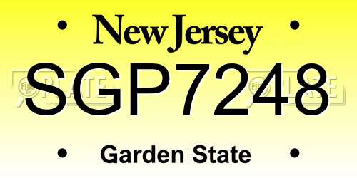 SGP7248 New Jersey License Plate