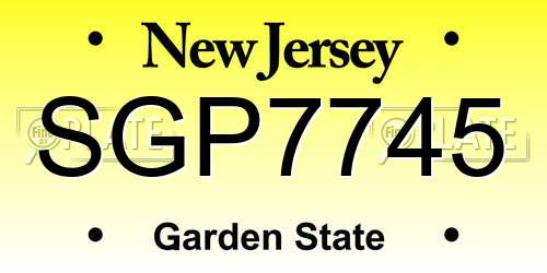 SGP7745 New Jersey License Plate