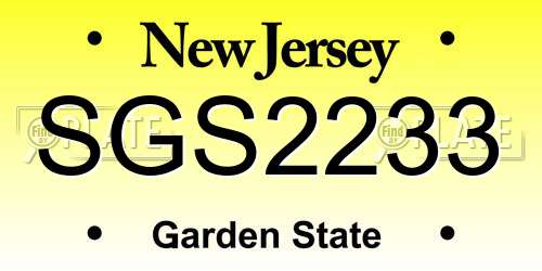 SGS2233 New Jersey License Plate