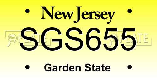 SGS655 New Jersey License Plate