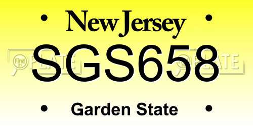 SGS658 New Jersey License Plate