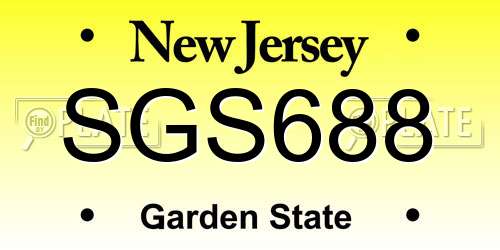 SGS688 New Jersey License Plate