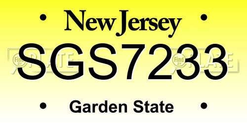 SGS7233 New Jersey License Plate