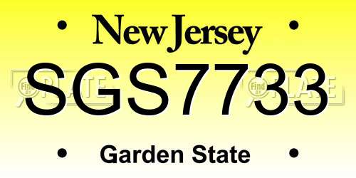 SGS7733 New Jersey License Plate