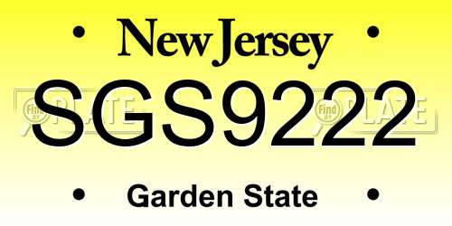 SGS9222 New Jersey License Plate