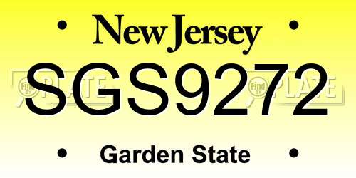 SGS9272 New Jersey License Plate