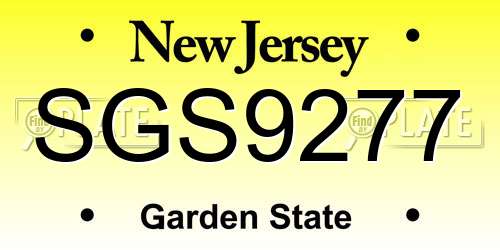 SGS9277 New Jersey License Plate