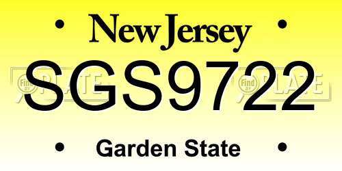SGS9722 New Jersey License Plate