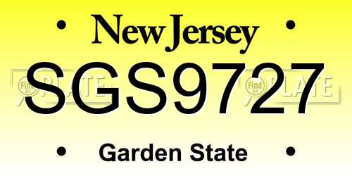 SGS9727 New Jersey License Plate