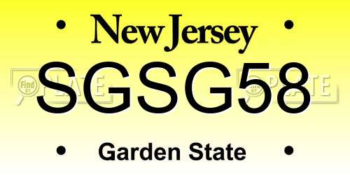 SGSG58 New Jersey License Plate