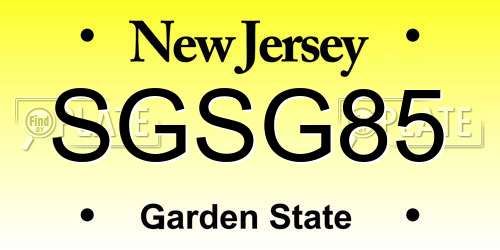 SGSG85 New Jersey License Plate