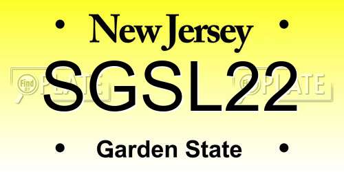 SGSL22 New Jersey License Plate