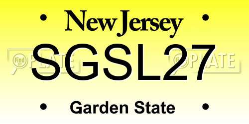 SGSL27 New Jersey License Plate