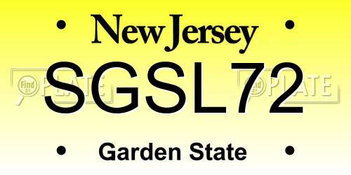 SGSL72 New Jersey License Plate