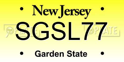 SGSL77 New Jersey License Plate