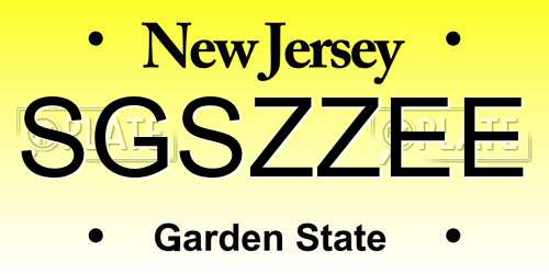 SGSZZEE New Jersey License Plate
