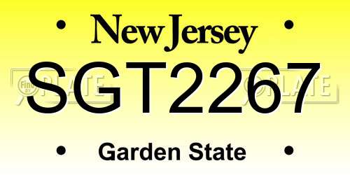 SGT2267 New Jersey License Plate