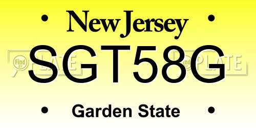 SGT58G New Jersey License Plate