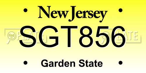 SGT856 New Jersey License Plate
