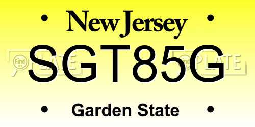 SGT85G New Jersey License Plate