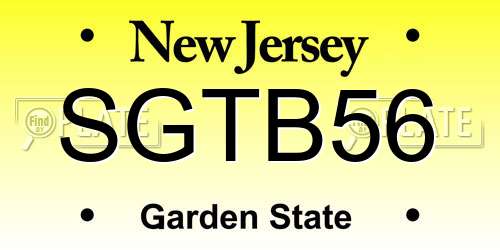 SGTB56 New Jersey License Plate