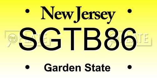 SGTB86 New Jersey License Plate