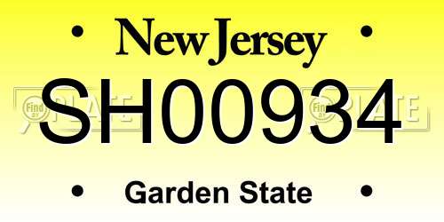 SH00934 New Jersey License Plate