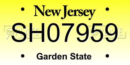 SH07959 New Jersey License Plate