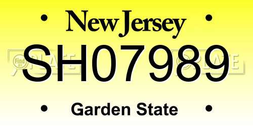 SH07989 New Jersey License Plate