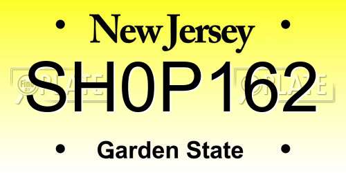 SH0P162 New Jersey License Plate