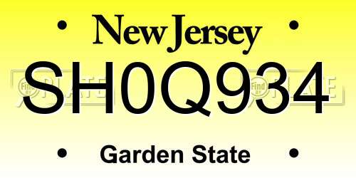 SH0Q934 New Jersey License Plate