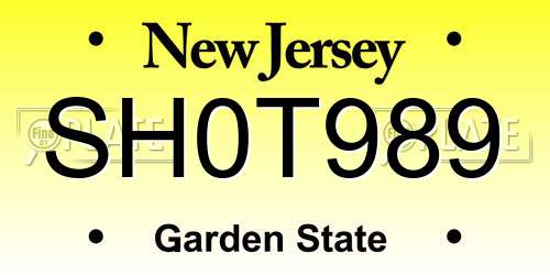 SH0T989 New Jersey License Plate