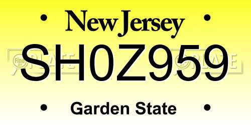 SH0Z959 New Jersey License Plate
